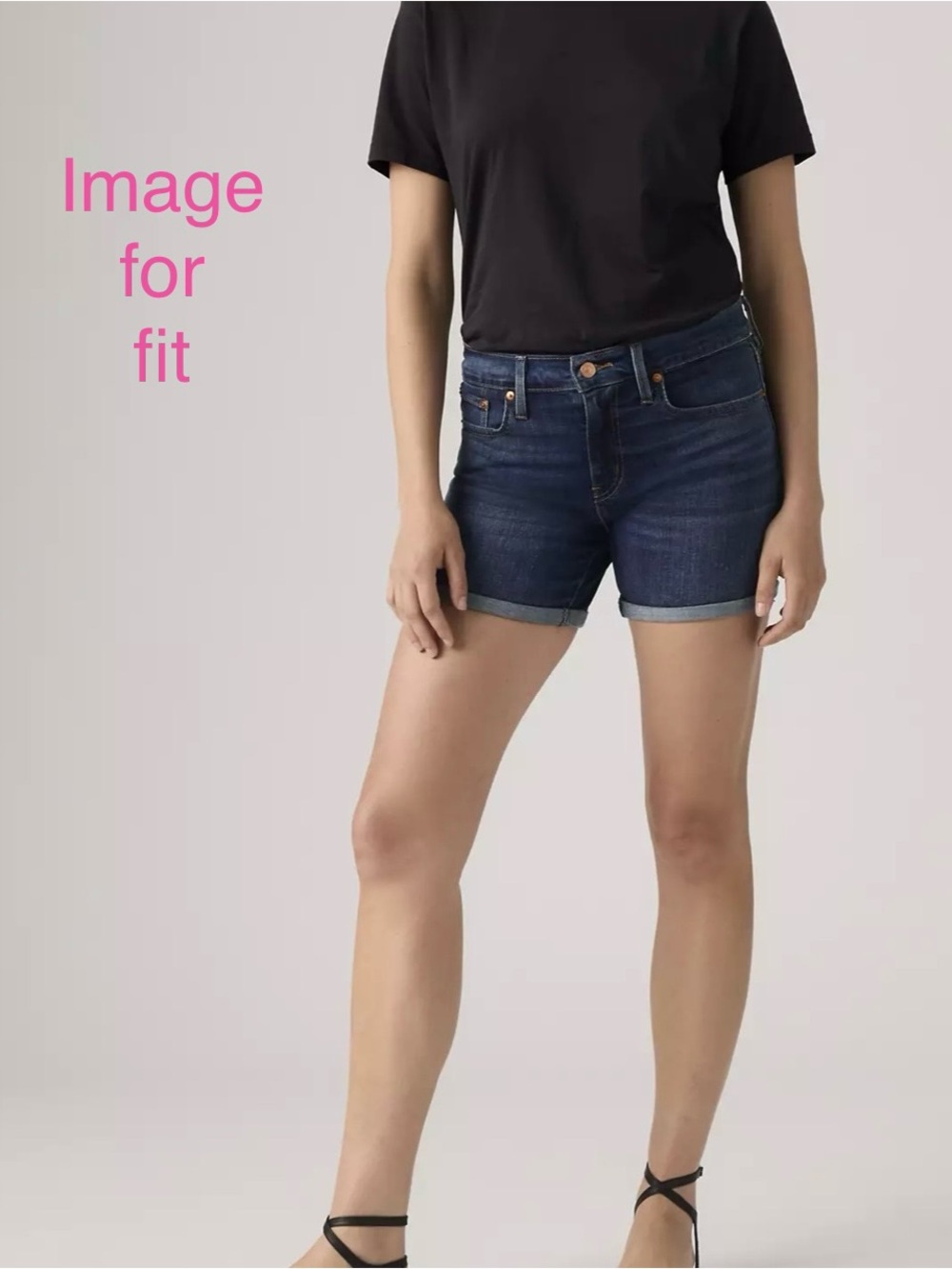 LEVI’S Mid-Rise/Mid-Length Dark Blue Denim Shorts for Women - Picture 15 of 15